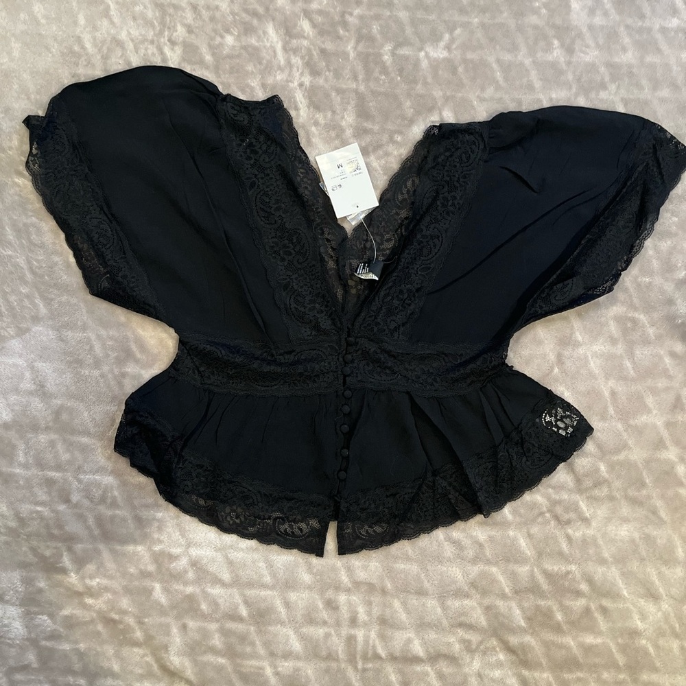 Black lace trim top